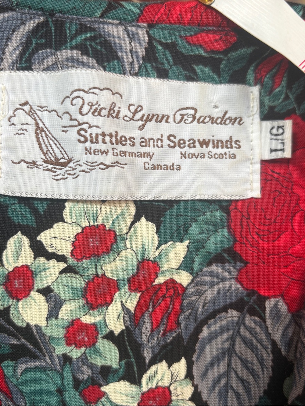 Vintage Suttles and Seawinds Floral Midi Dress Cottagecore Romantic Prairie - Picture 11 of 12